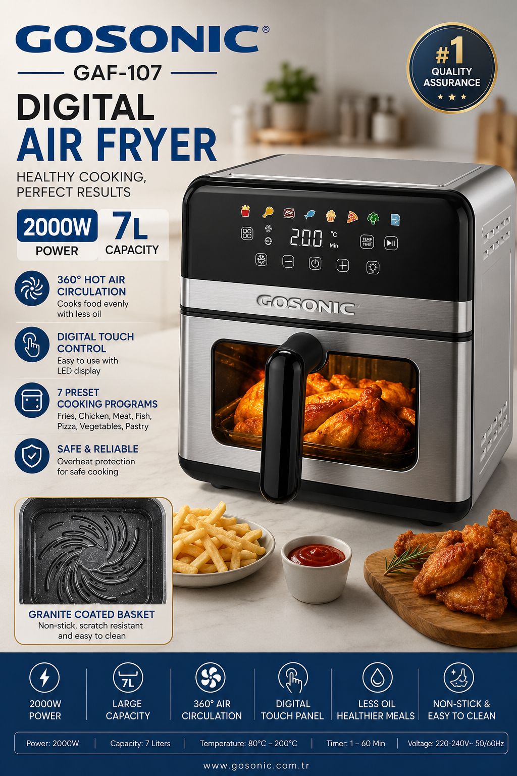 سرخ کن بدون روغن گوسونیک مدلGosonic GAF-107