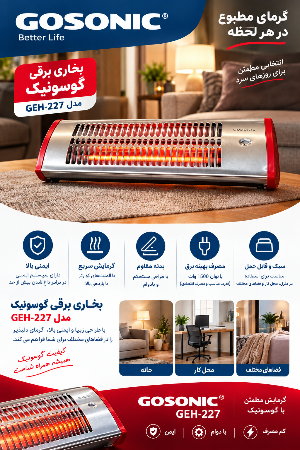 بخاری برقی گوسونیک مدل GEH227